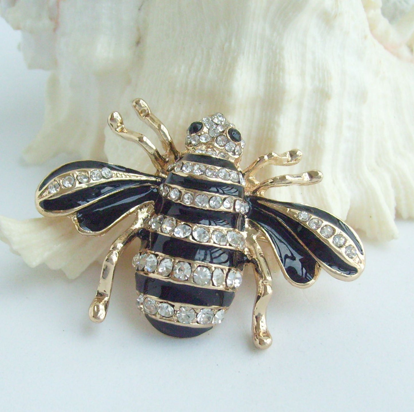 Sindary Costume Jewelry Insect Bee Honeybee Brooch Pin Pendant Clear Rhinestone Crystal SPJC0110C1