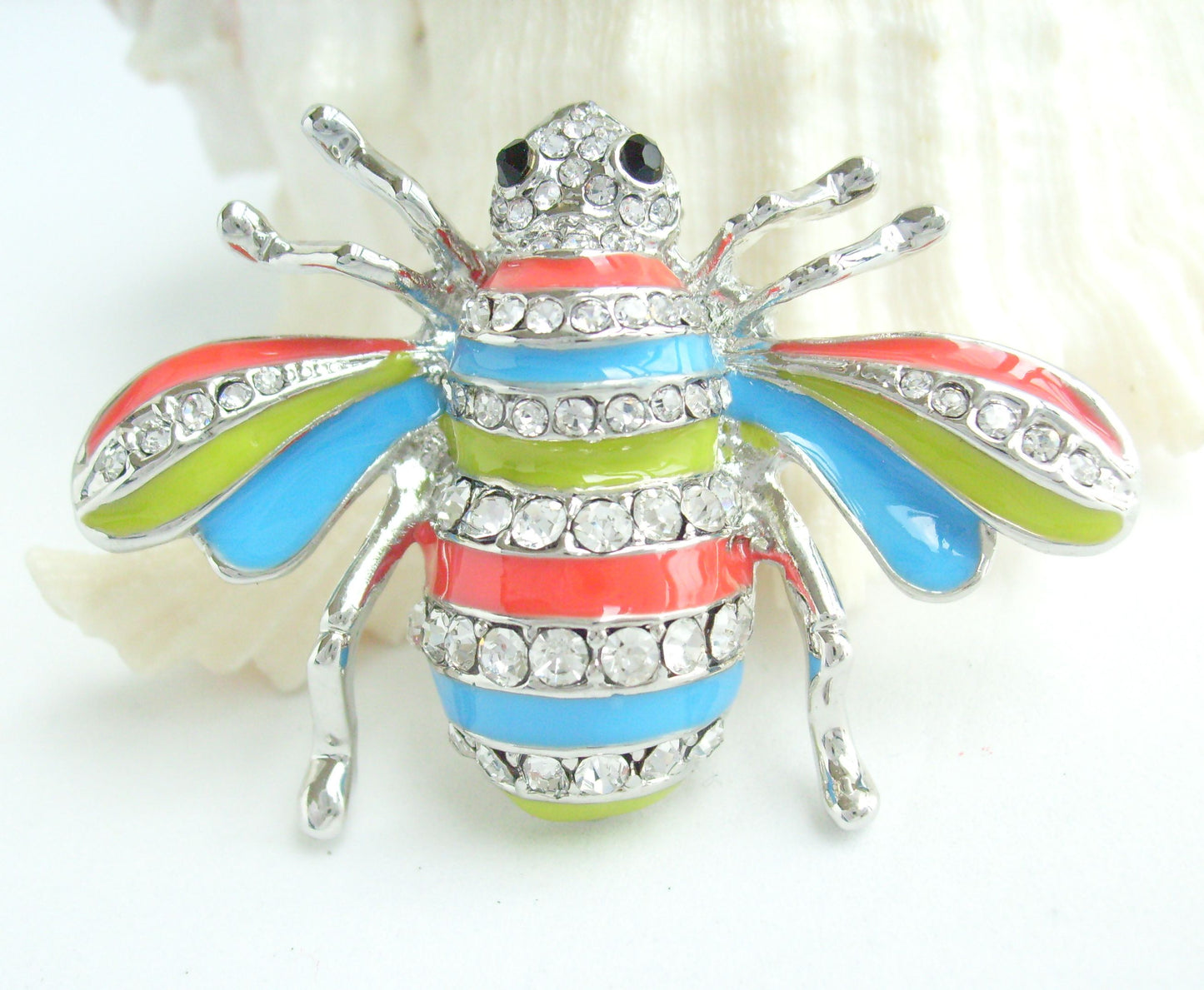 Sindary Costume Jewelry Insect Bee Honeybee Brooch Pin Pendant Clear Rhinestone Crystal SPJC0110C5