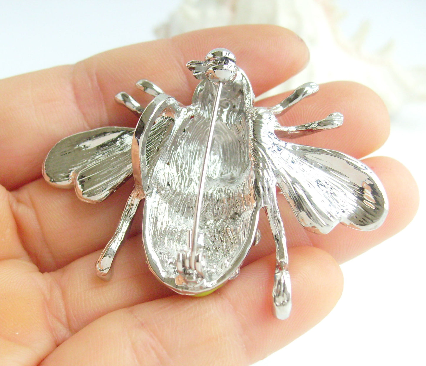 Sindary Costume Jewelry Insect Bee Honeybee Brooch Pin Pendant Clear Rhinestone Crystal SPJC0110C5