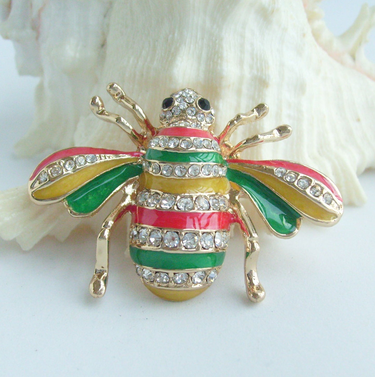 Sindary Costume Jewelry Insect Bee Multicolor Honeybee Brooch Pin Pendant Clear Rhinestone Crystal SPJC0110C2