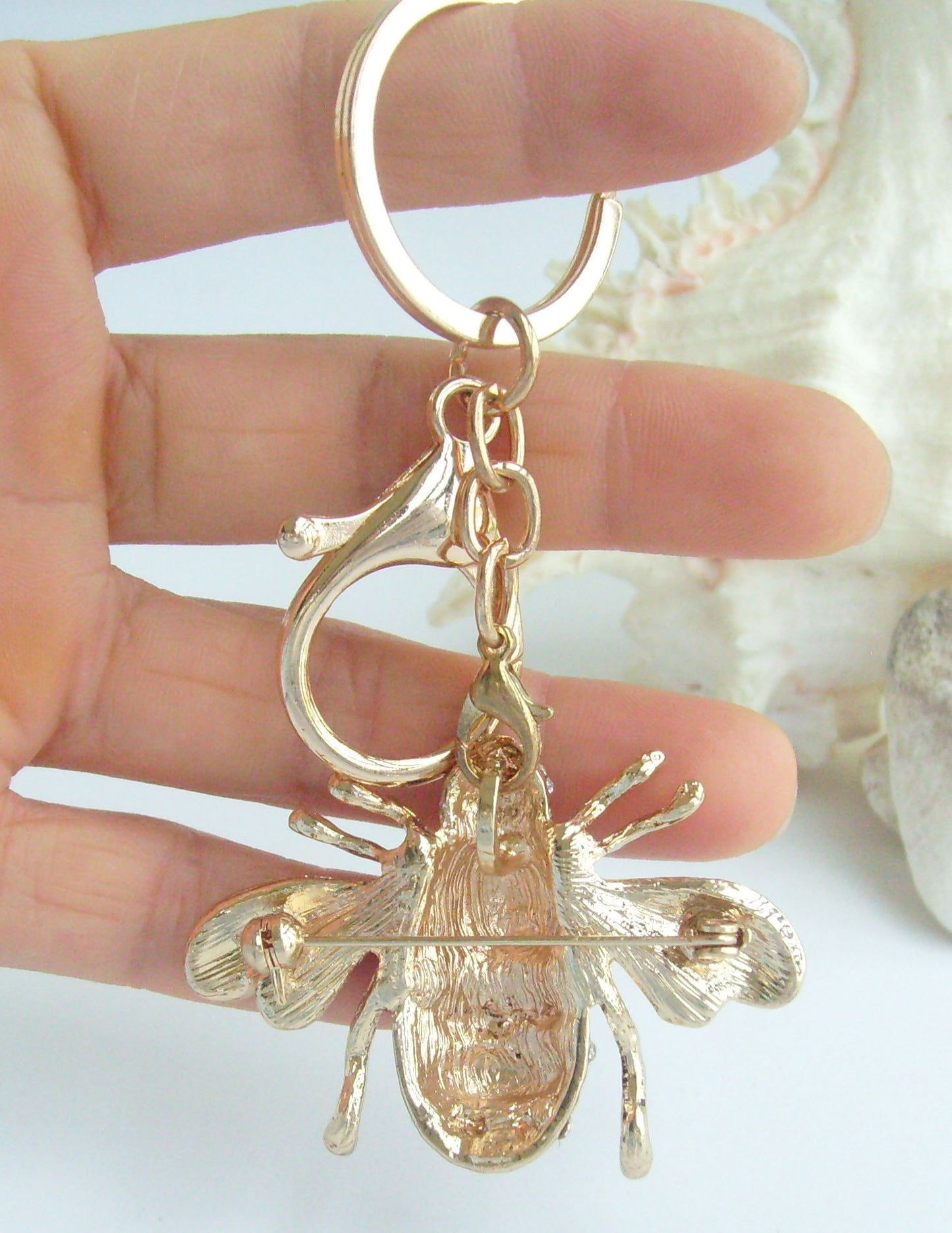 Sindary Costume Jewelry Insect Bee Honeybee Keychain Keyring Pendant Clear Rhinestone Crystal SPKJC0110C1