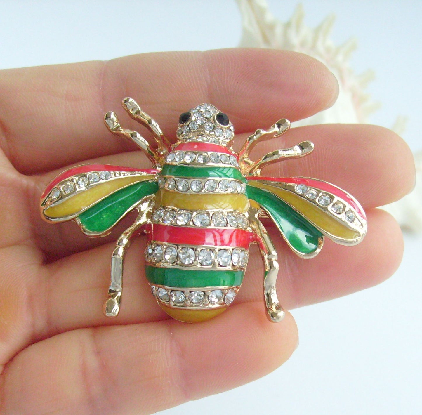 Sindary Costume Jewelry Insect Bee Multicolor Honeybee Brooch Pin Pendant Clear Rhinestone Crystal SPJC0110C2