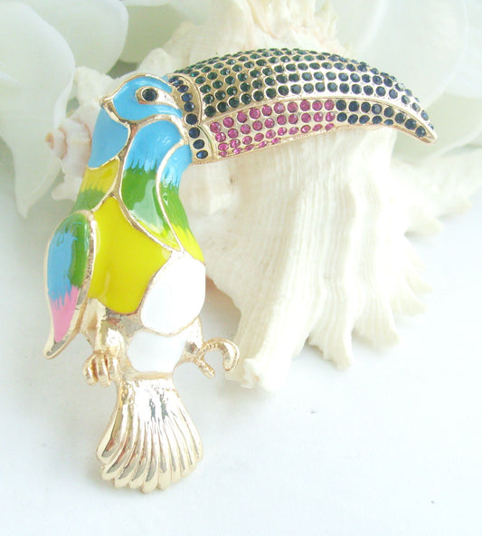 Sindary Costume Jewelry Animal Multicolor Bird Brooch Pin Pendant Rhinestone Crystal SP02109C2