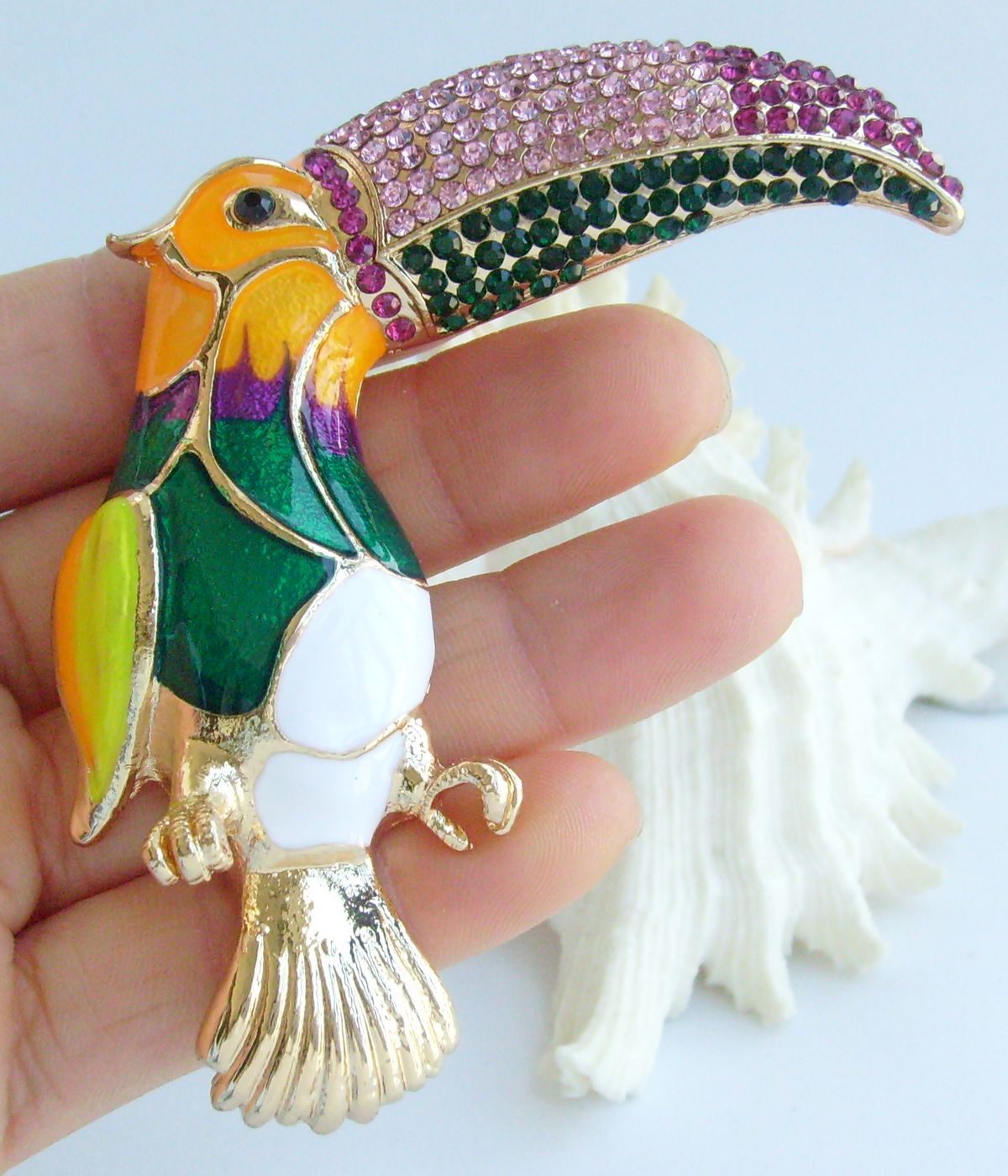 Sindary Costume Jewelry Animal Multicolor Bird Brooch Pin Pendant Rhinestone Crystal SP02109C6