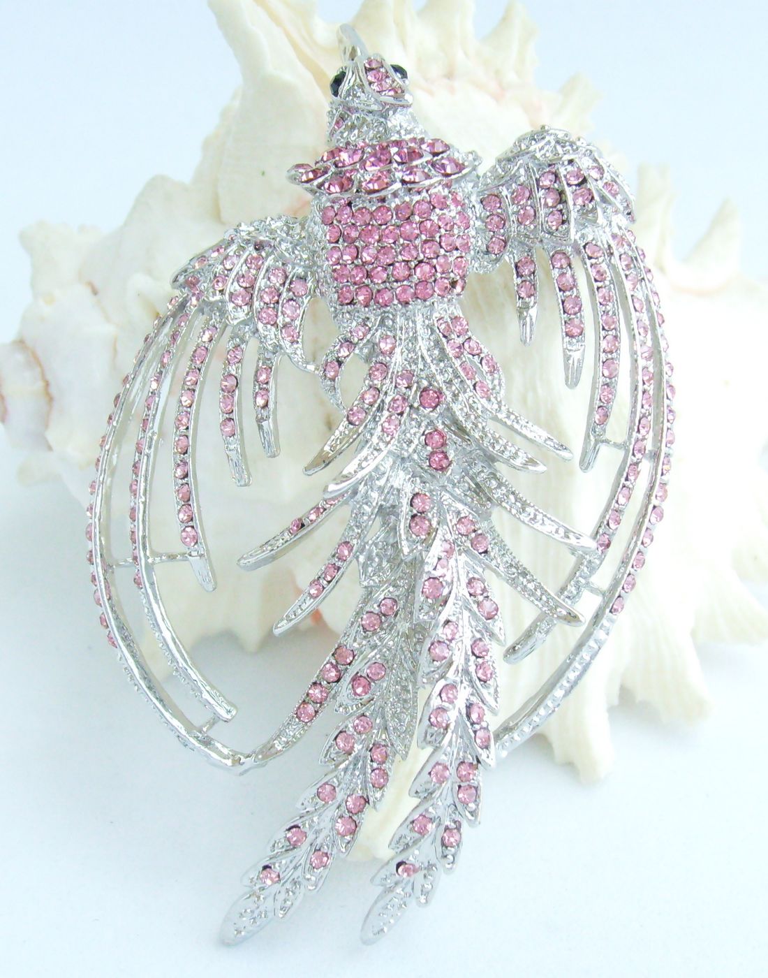 Sindary Costume Jewelry Animal Phoenix Bird Brooch Pin Pendant Pink Rhinestone Crystal SP02338C7