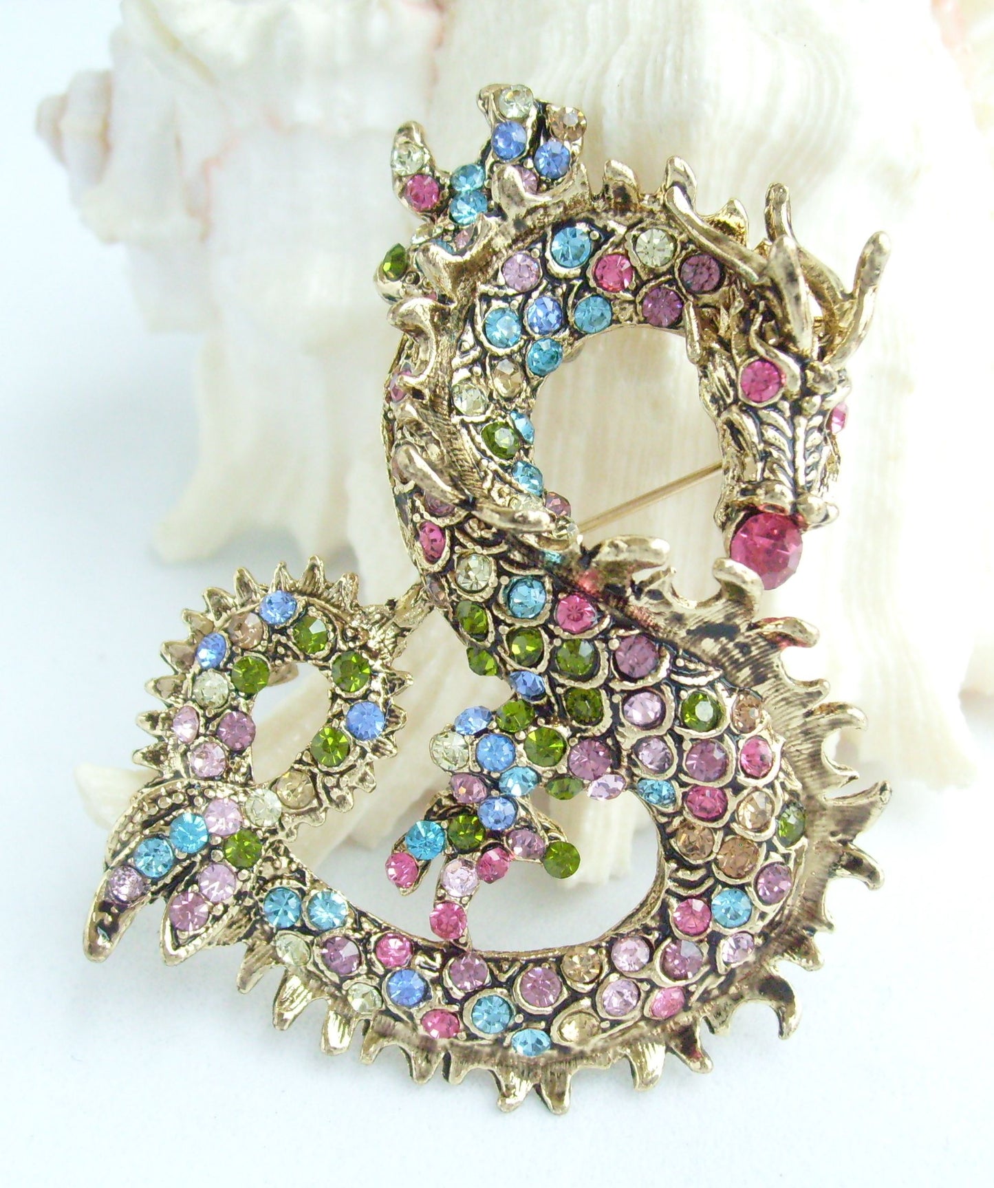 Sindary Costume Jewelry Unique Dragon Brooch Pin Pendant Multicolor Rhinestone Crystal SP02980C6