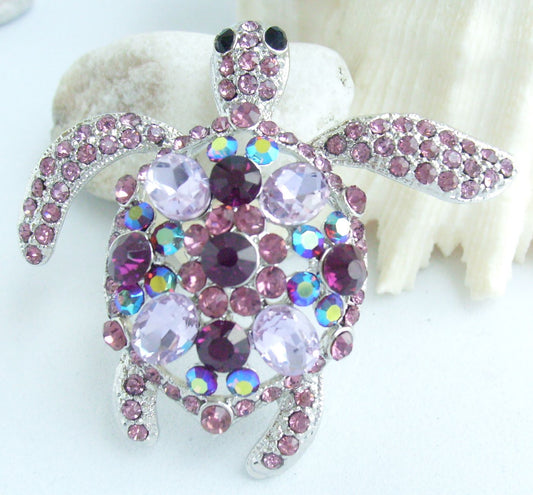 Sindary Costume Jewelry Animal Turtle Tortoise Brooch Pin Pendant Purple Rhinestone Crystal SP03344C9