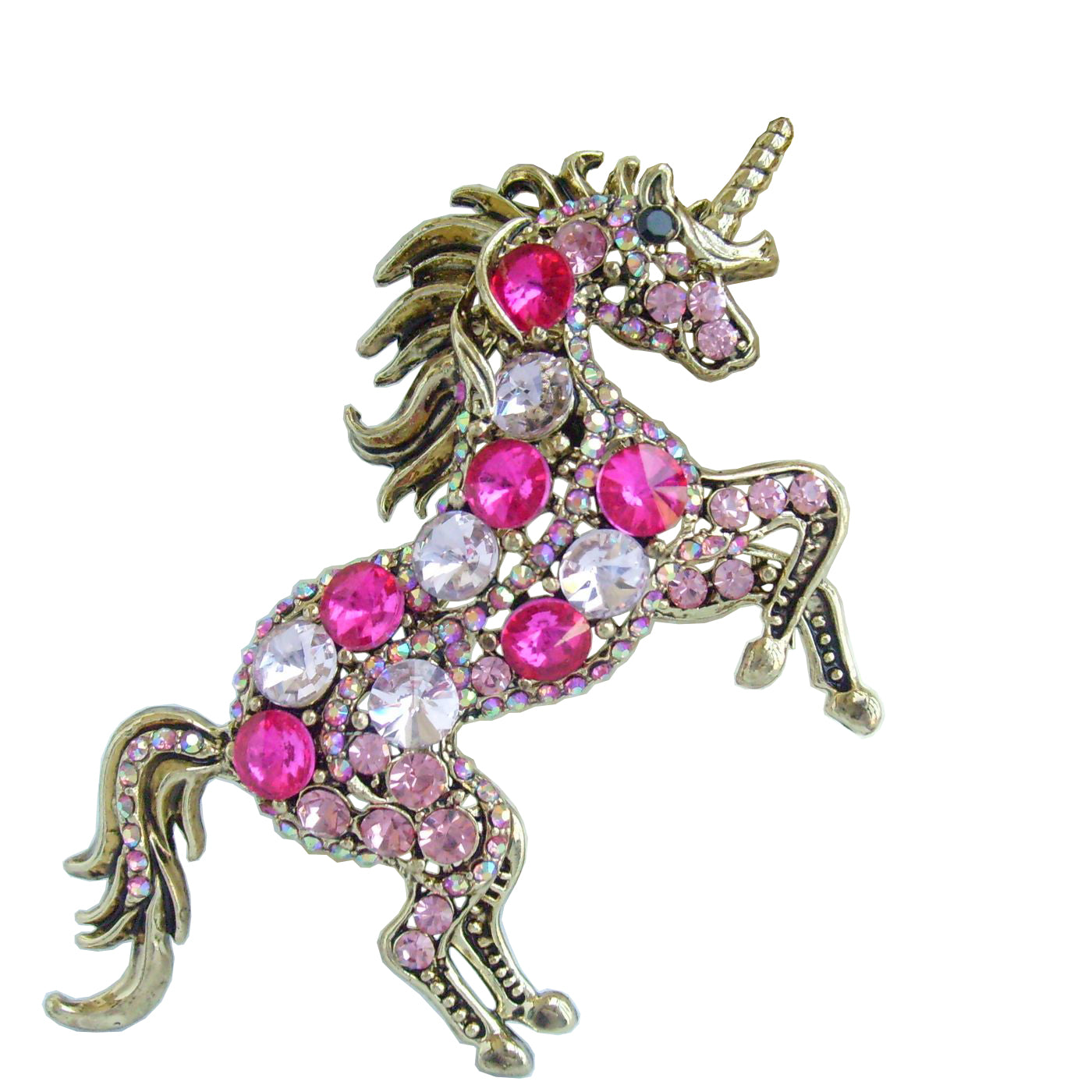 Sindary Costume Jewelry Unique Unicorn Horse Brooch Pin Pendant Rose Pink Rhinestone Crystal SP06172C9