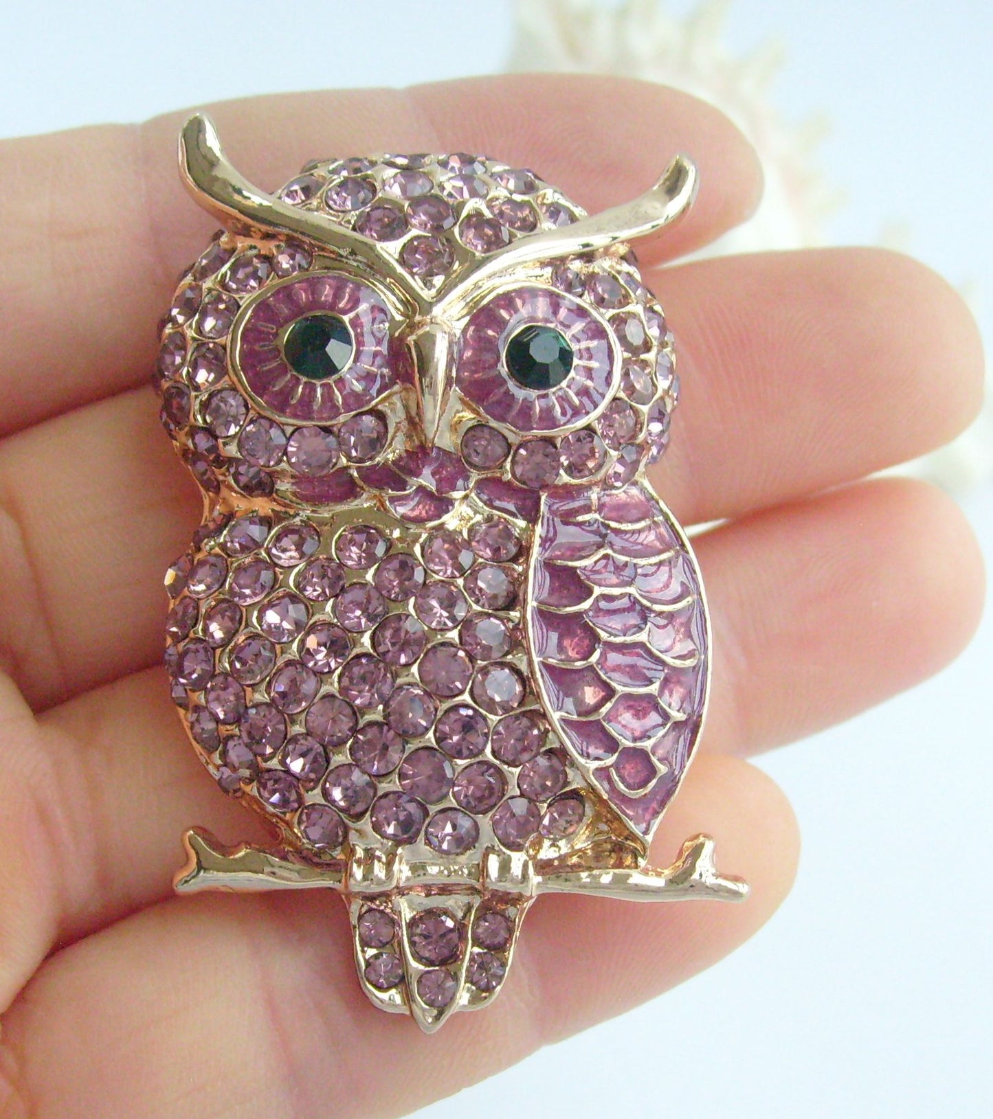 Sindary Costume Jewelry Unique Animal Bird Owl Brooch Pin Pendant Purple Rhinestone Crystal SP03502C1