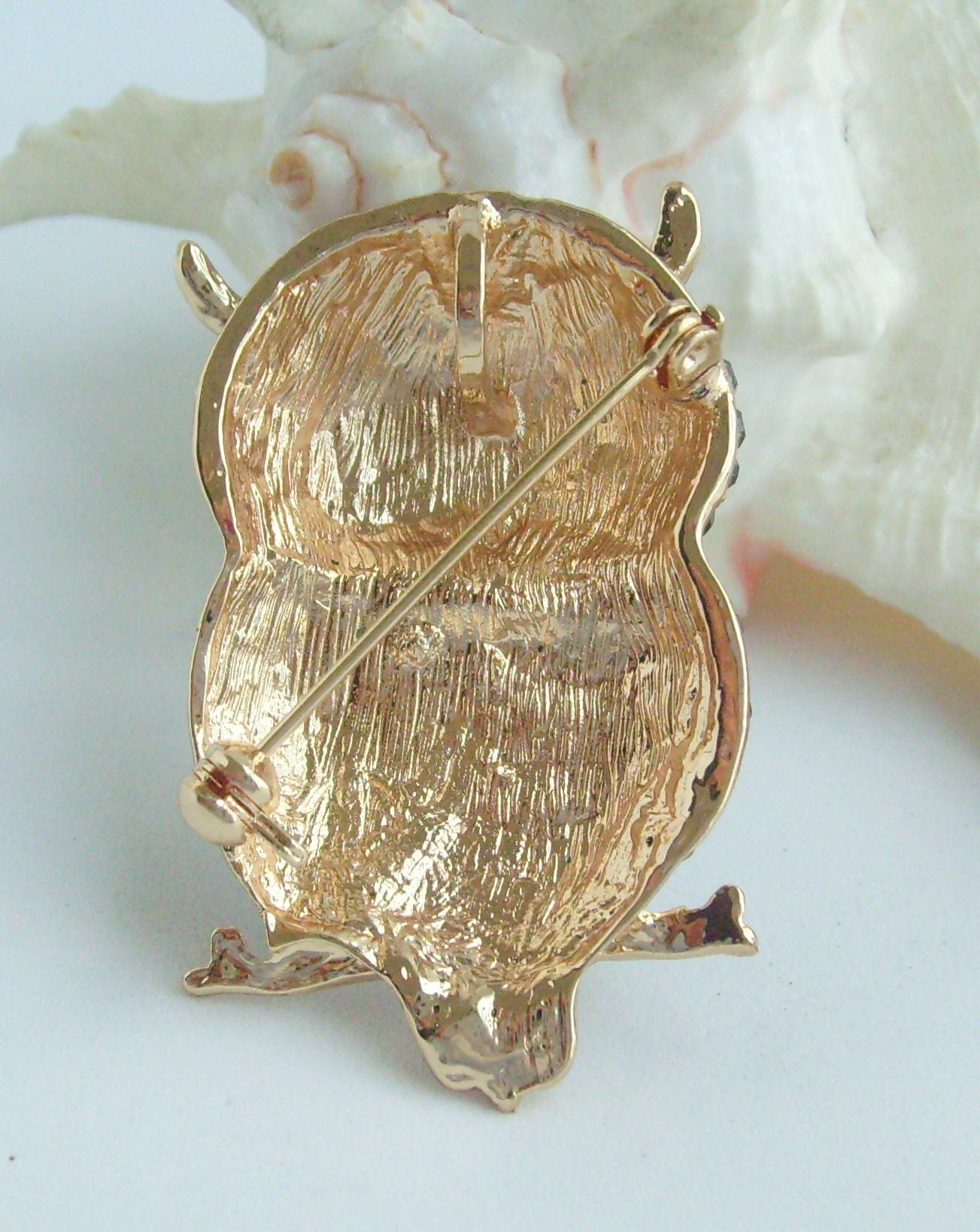 Sindary Costume Jewelry Unique Animal Bird Owl Brooch Pin Pendant Beige Rhinestone Crystal SP03502C3