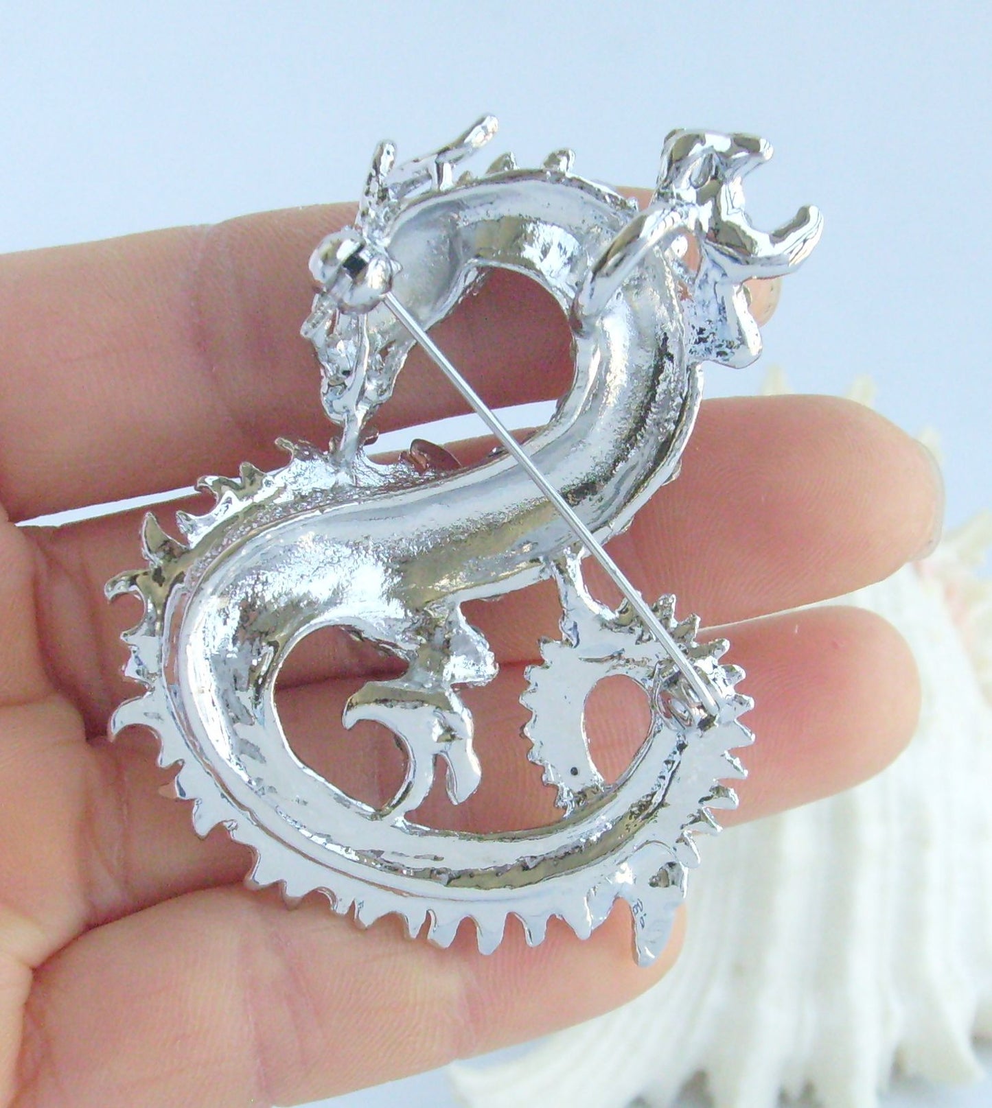 Sindary Costume Jewelry Unique Dragon Brooch Pin Pendant Clear Rhinestone Crystal SP02980C5