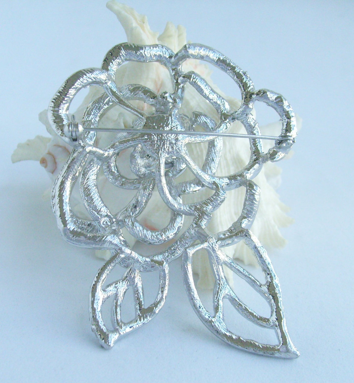 Sindary Wedding Costume Jewelry 4.0" Flower Brooch Pin Iridescence Clear Rhinestone Crystal SP03495C1