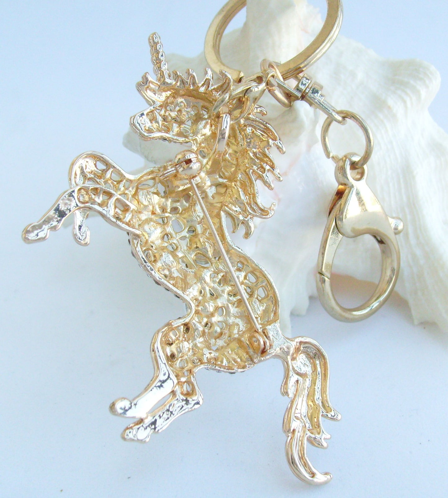 Sindary Costume Jewelry Unique Unicorn Horse Keychain Keyring Pendant Clear Rhinestone Crystal SPK06172C12