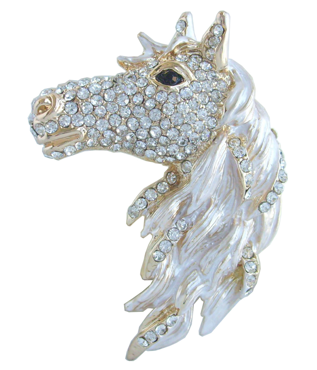 Sindary Costume Jewelry Art Style Animal Horse Brooch Pin Pendant Clear Rhinestone Crystal SP06535C1