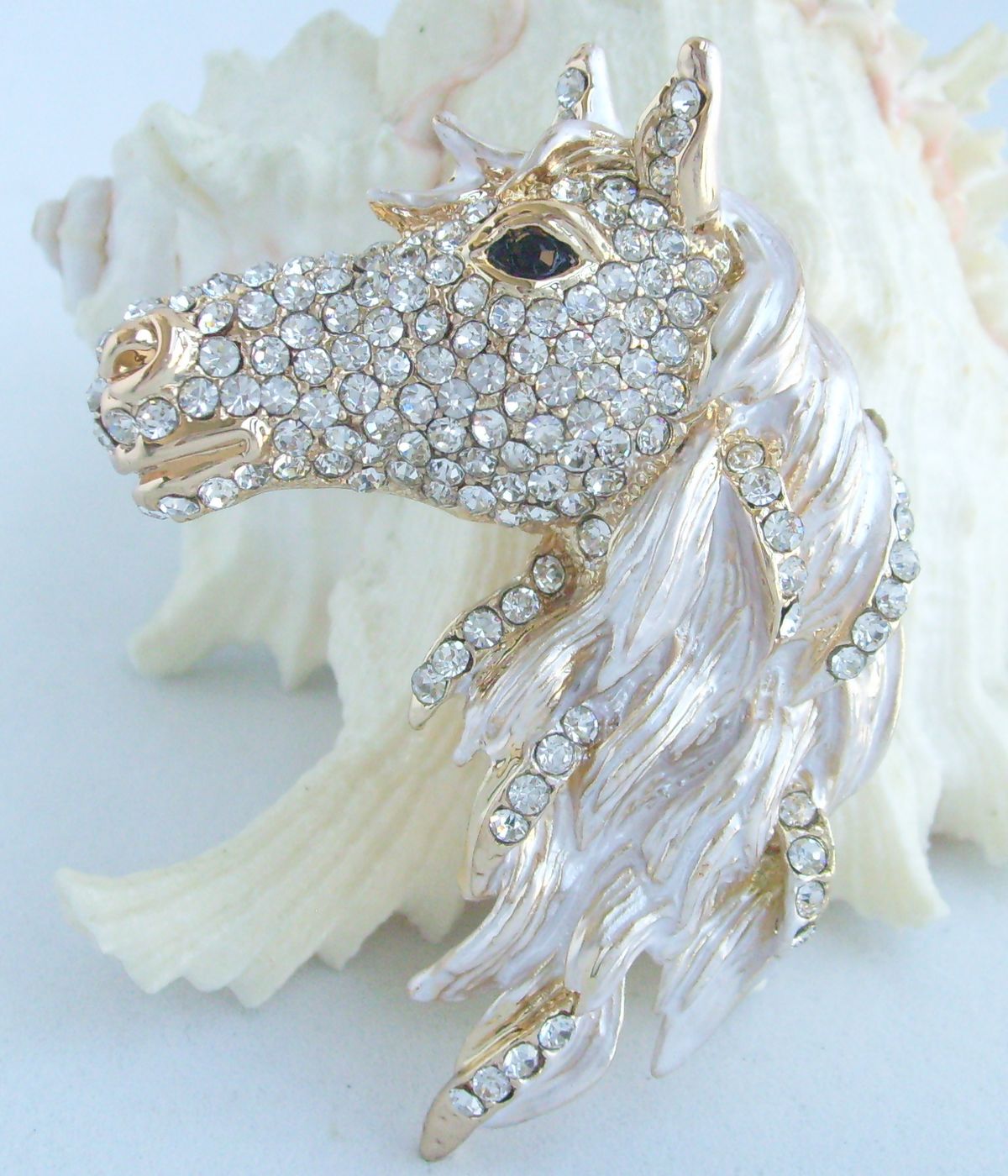 Sindary Costume Jewelry Art Style Animal Horse Brooch Pin Pendant Clear Rhinestone Crystal SP06535C1