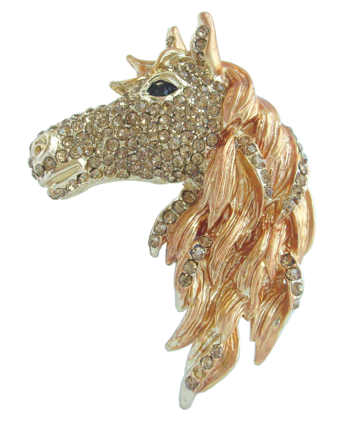 Sindary Costume Jewelry Art Style Animal Horse Brooch Pin Pendant Beige Brown Rhinestone Crystal SP06535C3