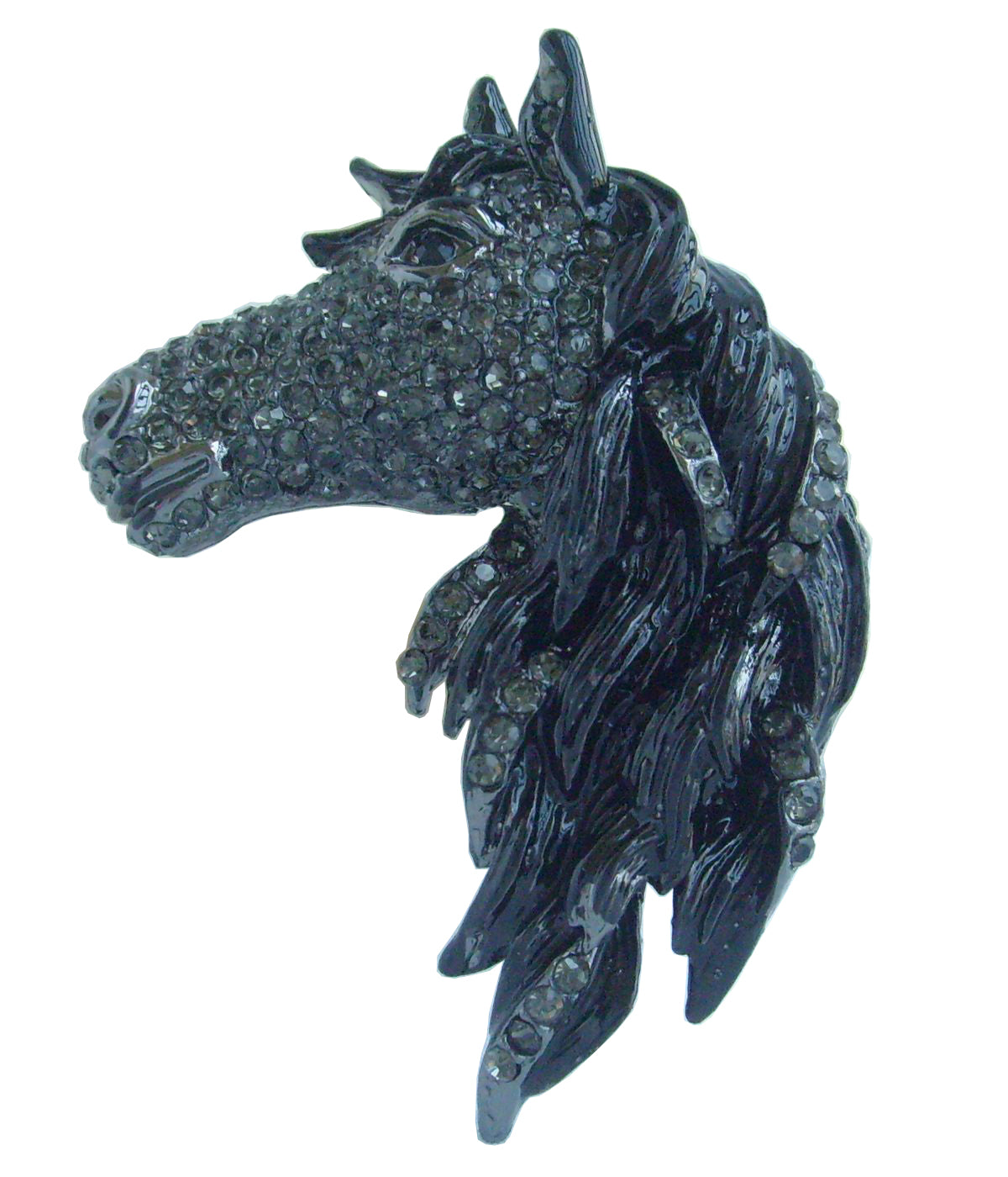 Sindary Costume Jewelry Art Style Animal Horse Brooch Pin Pendant Black Gray Rhinestone Crystal SP06535C4