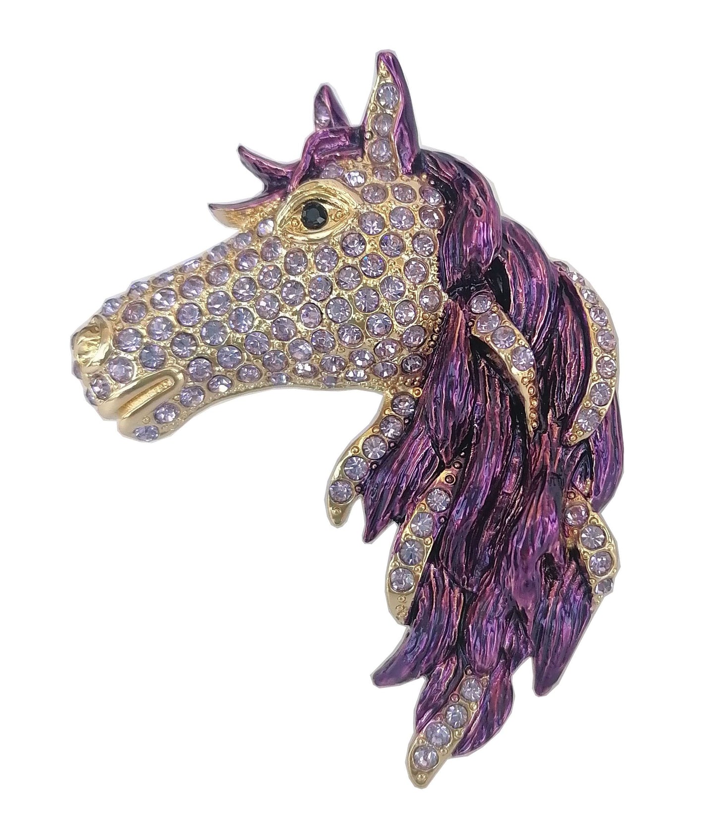 Sindary Costume Jewelry Art Style Animal Horse Brooch Pin Pendant Purple Rhinestone Crystal SP06535C5