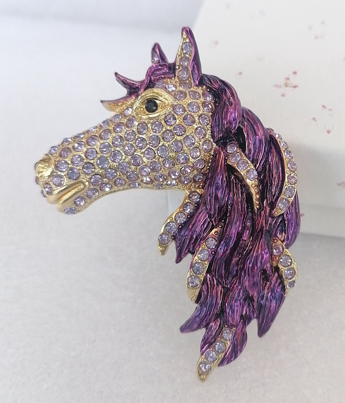 Sindary Costume Jewelry Art Style Animal Horse Brooch Pin Pendant Purple Rhinestone Crystal SP06535C5