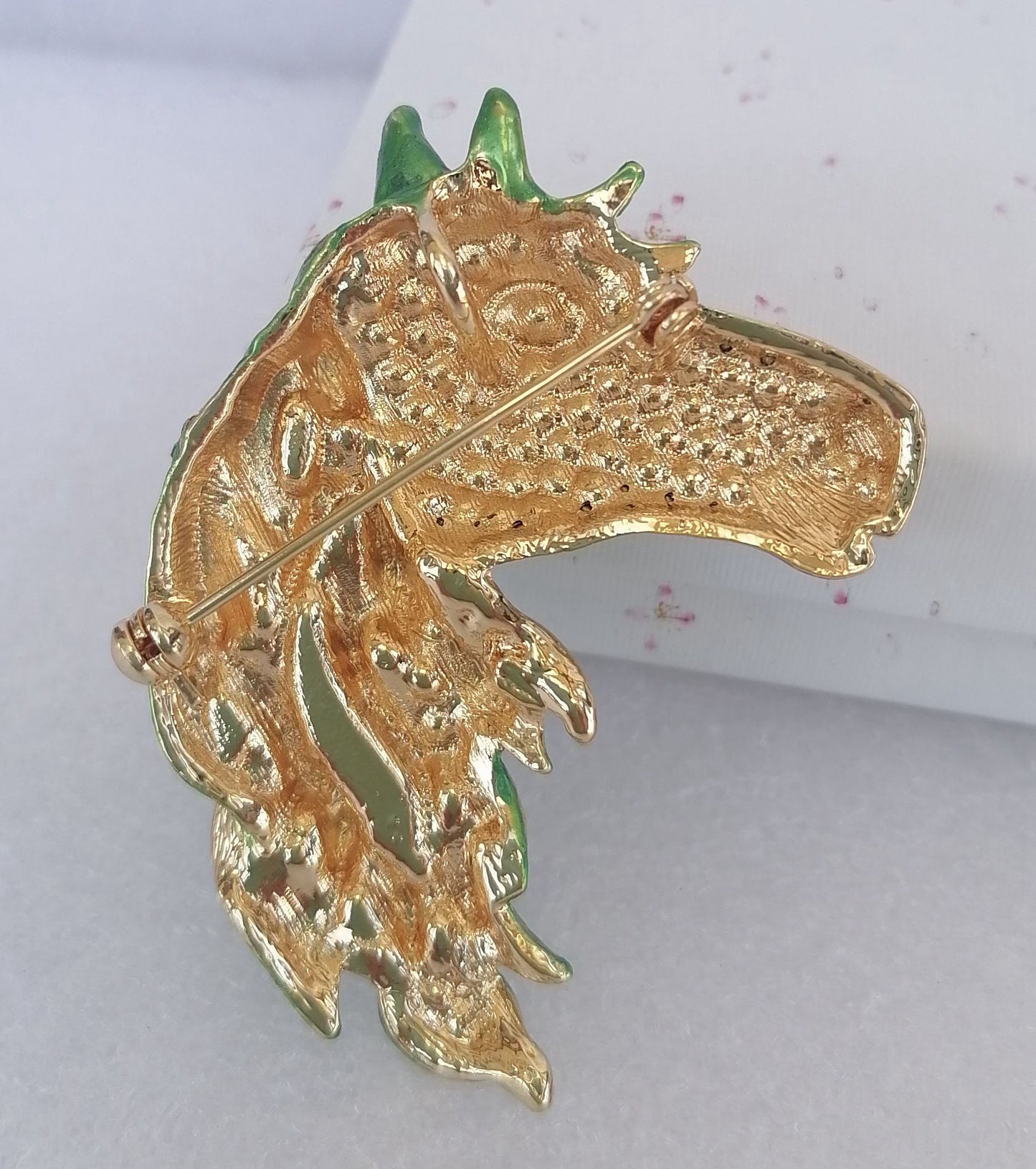 Sindary Costume Jewelry Art Style Animal Horse Brooch Pin Pendant Green Rhinestone Crystal SP06535C6