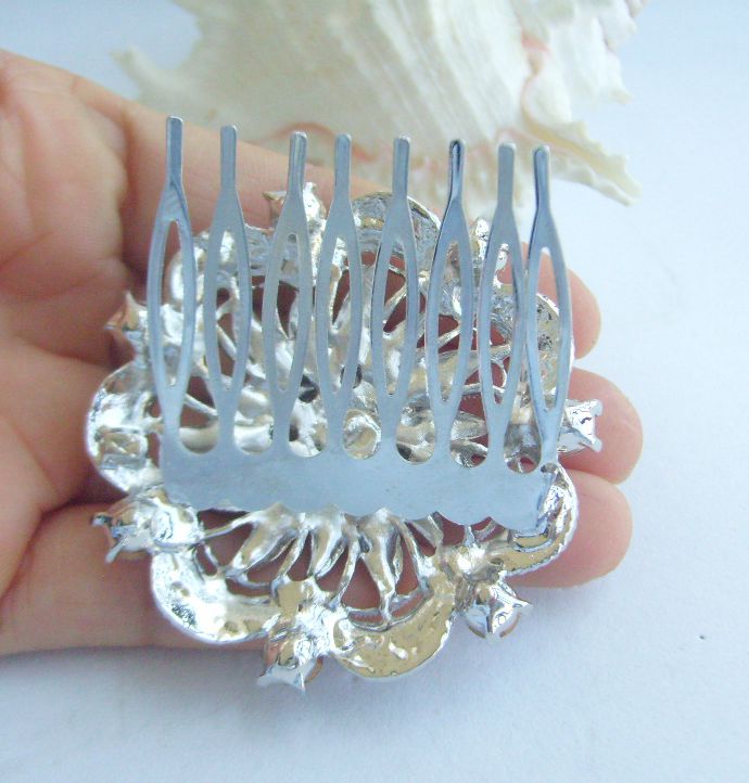 Sindary Wedding Headpiece 2.2" Round Flower Hair Comb Side Comb Clear Rhinestone Crystal Prom Hair Accessary SPH03328C1