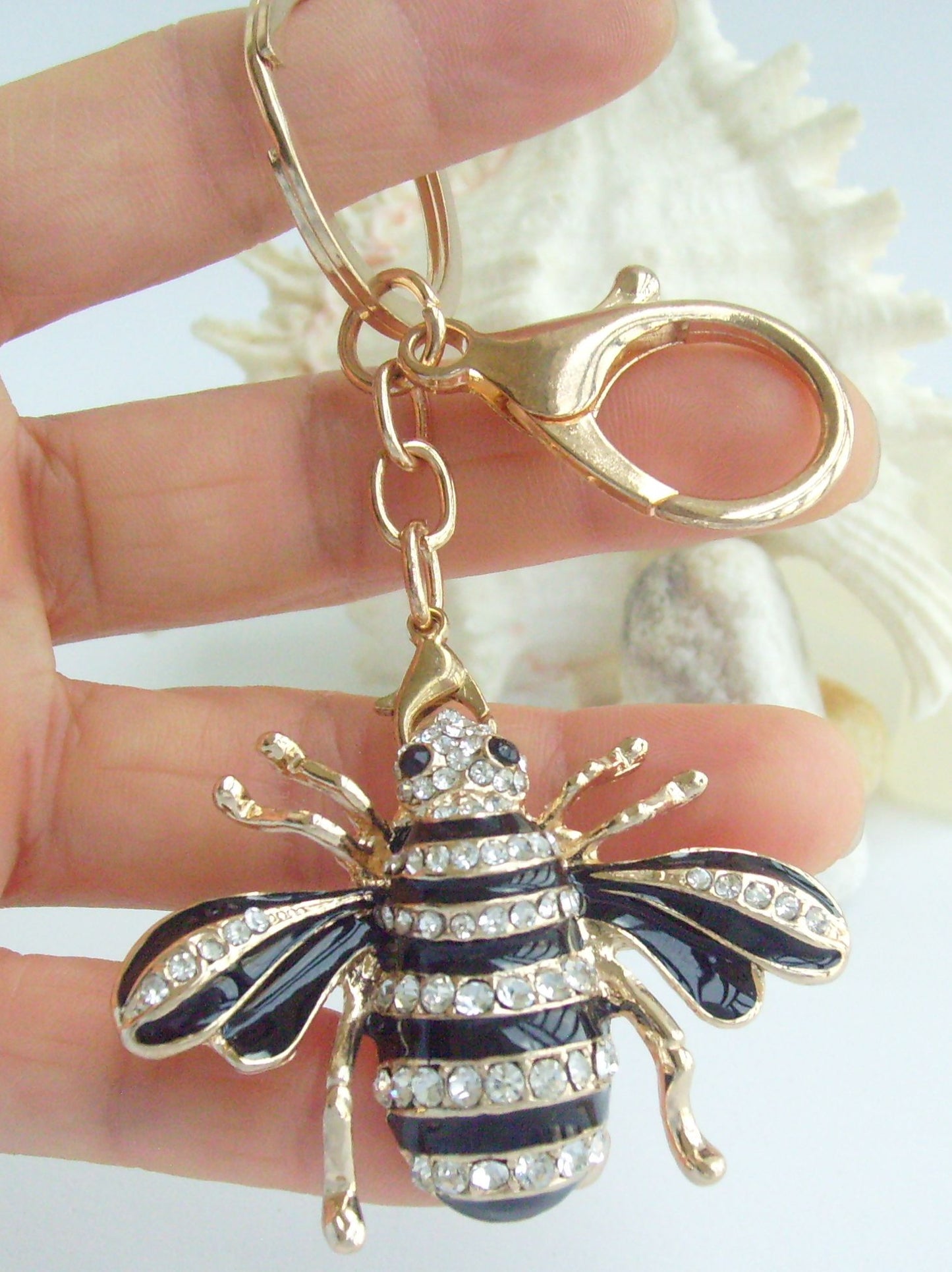 Sindary Costume Jewelry Insect Bee Honeybee Keychain Keyring Pendant Clear Rhinestone Crystal SPKJC0110C1