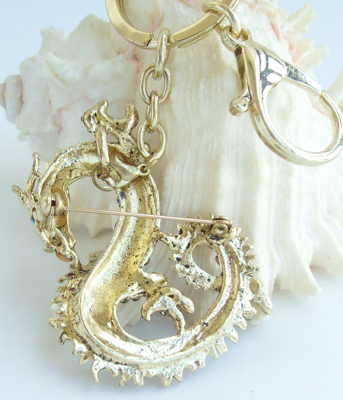 Sindary Costume Jewelry Unique Dragon Keychain Keyring Pendant Purple Rhinestone Crystal SPK02980C10