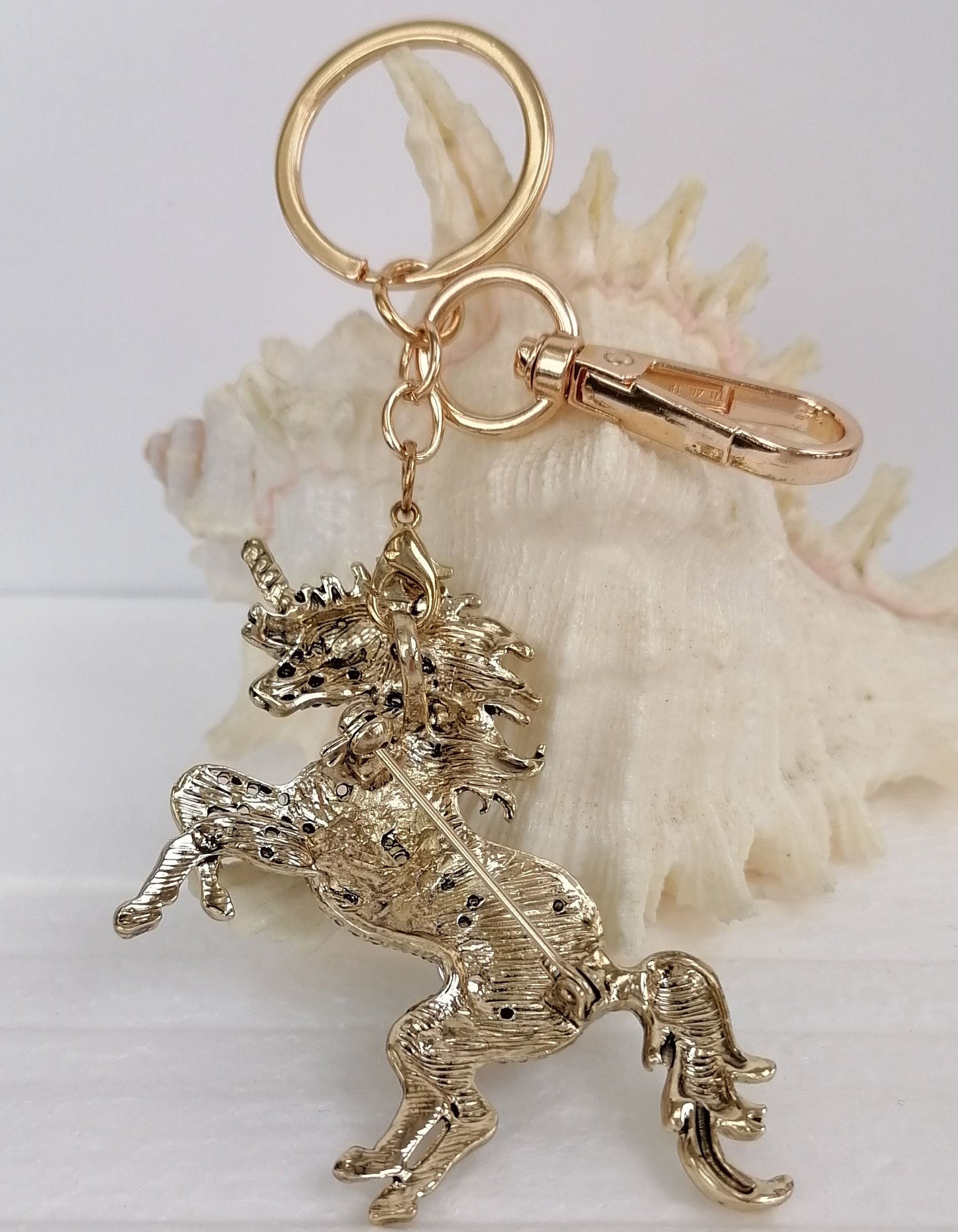 Sindary Costume Jewelry Unique Unicorn Horse Keychain Keyring Pendant Light Purple Rhinestone Crystal SPK06172C18