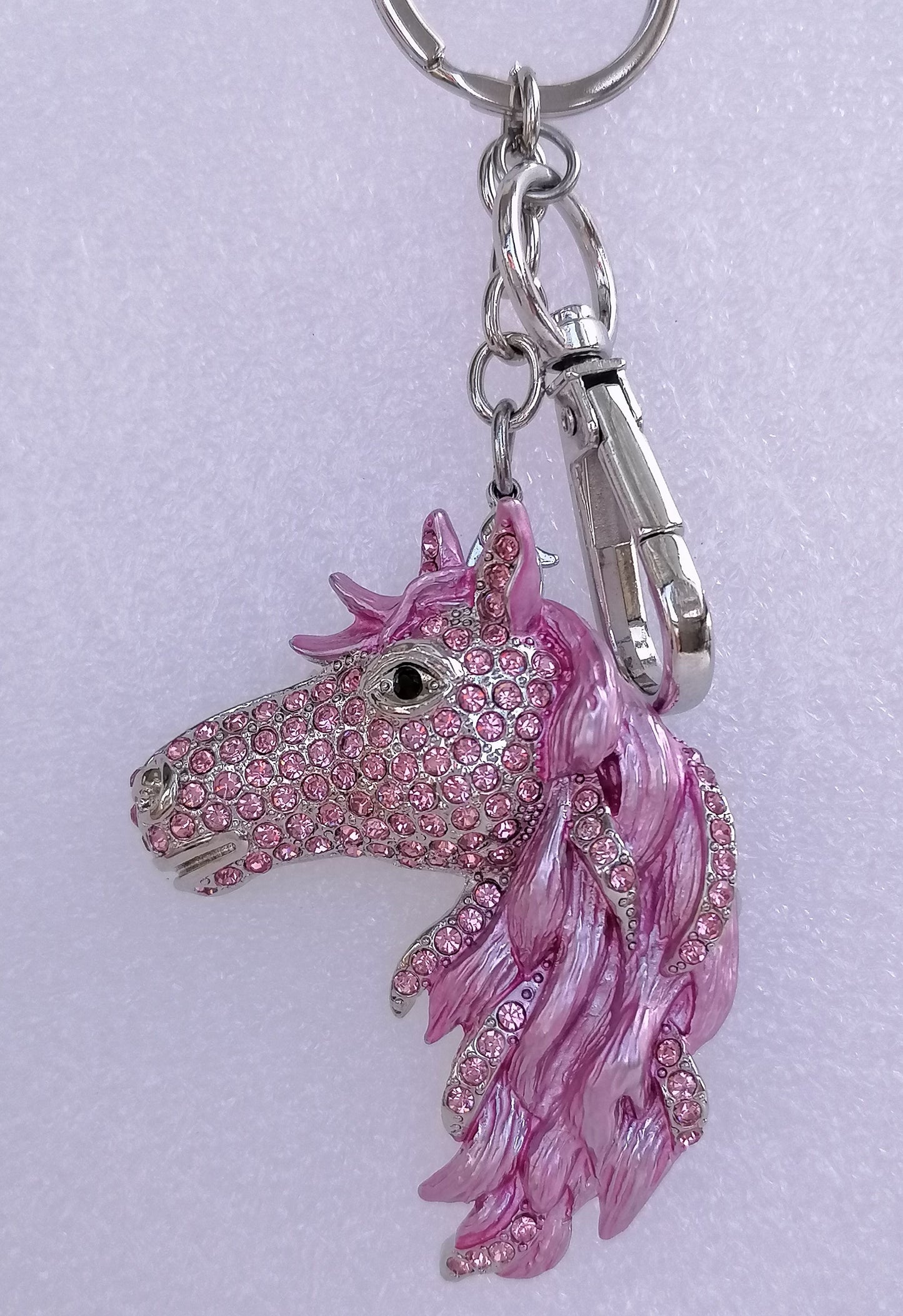 Sindary Costume Jewelry Animal Horse Keychain Keyring Pendant Pink Rhinestone Crystal SPK06535C7