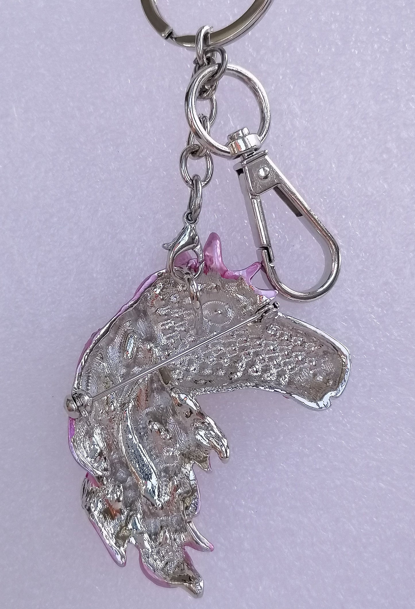 Sindary Costume Jewelry Animal Horse Keychain Keyring Pendant Pink Rhinestone Crystal SPK06535C7