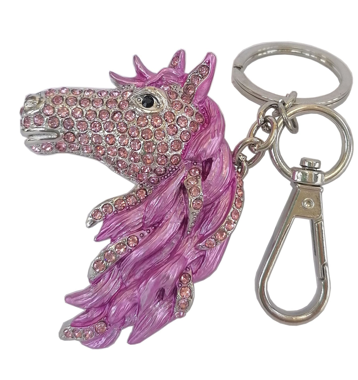 Sindary Costume Jewelry Animal Horse Keychain Keyring Pendant Pink Rhinestone Crystal SPK06535C7