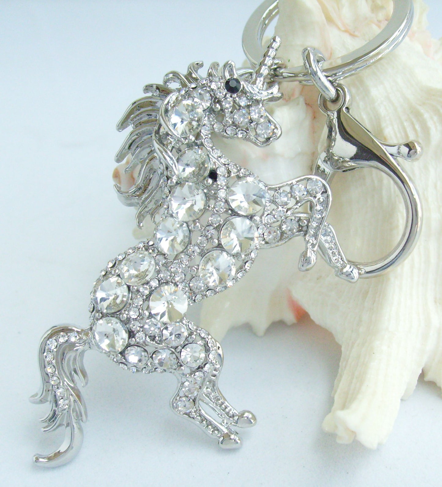 Sindary Costume Jewelry Unique Unicorn Horse Keychain Keyring Pendant Clear Rhinestone Crystal SPK06172C1