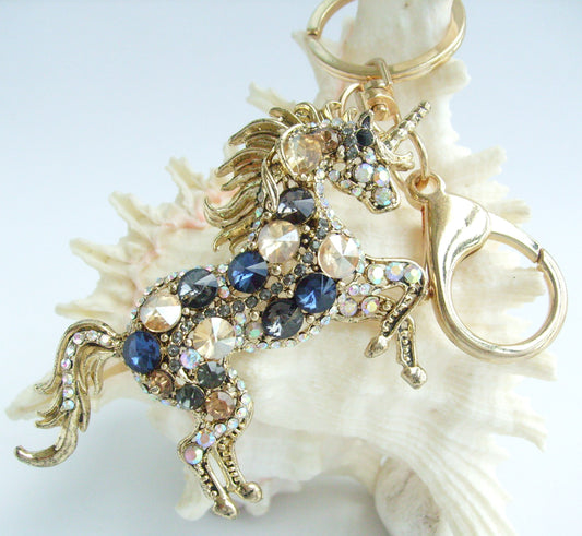 Sindary Costume Jewelry Unique Unicorn Horse Keychain Keyring Pendant Multicolor Rhinestone Crystal SPK06172C6