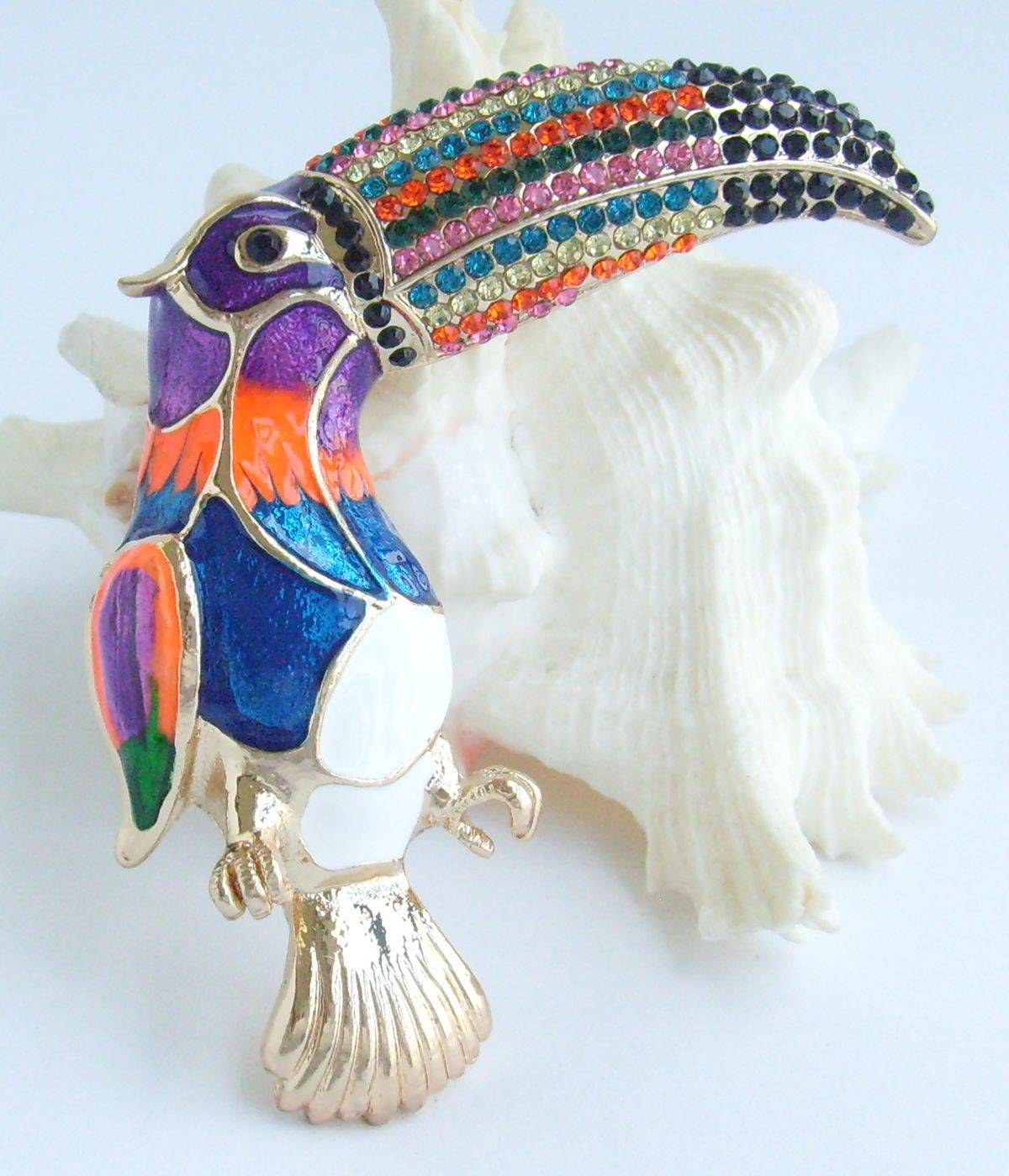 Sindary Costume Jewelry Animal Multicolor Bird Brooch Pin Pendant Rhinestone Crystal SP02109C5