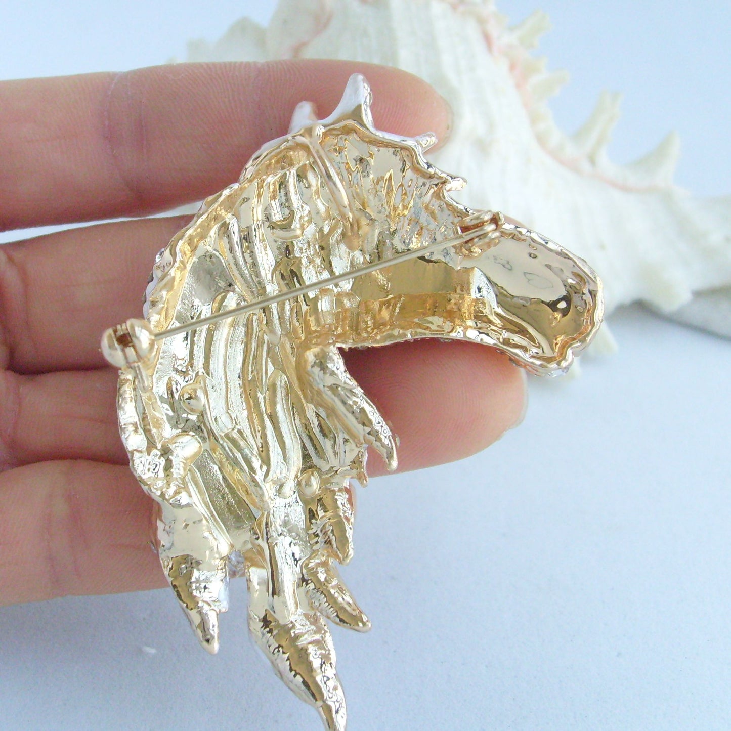 Sindary Costume Jewelry Art Style Animal Horse Brooch Pin Pendant Clear Rhinestone Crystal SP06535C1